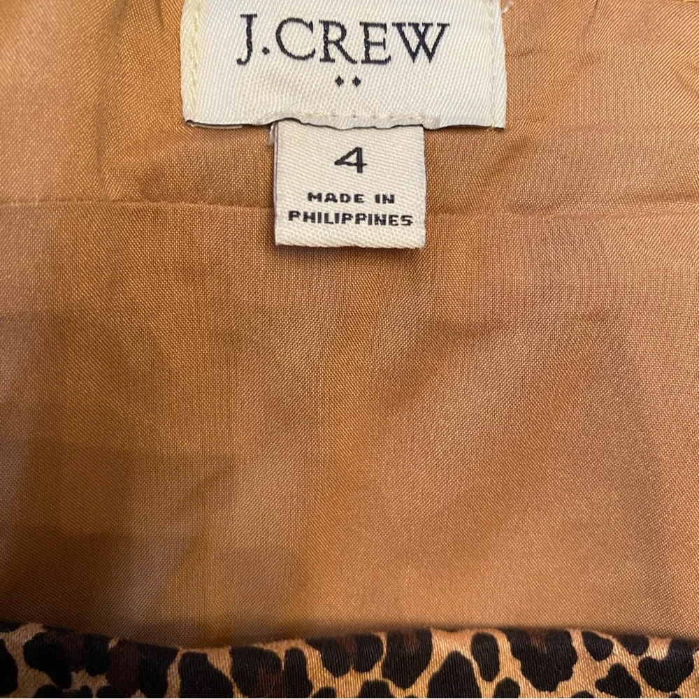 J. CREW SKIRT PENCIL STRAIGHT TAN BROWN BLACK LEOPARD ANIMAL PRINT SIZE 4